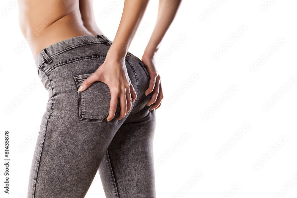 pretty female ass in tight jeans on white background Stock Photo | Adobe  Stock