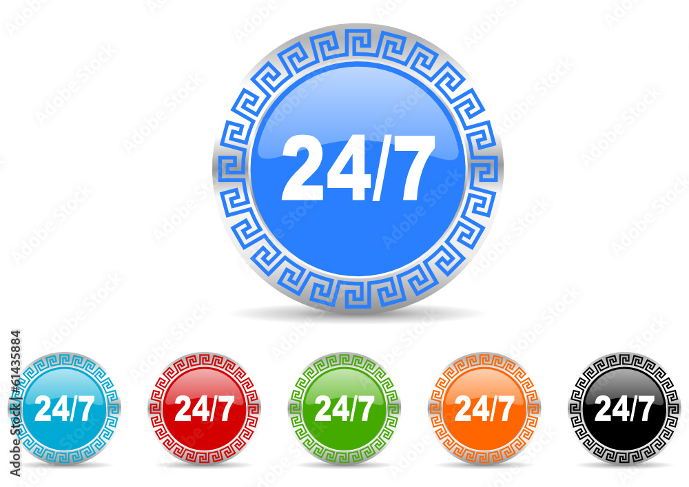 24/7 icon vector set