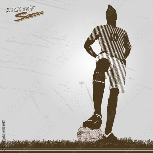 vintage soccer player kick off