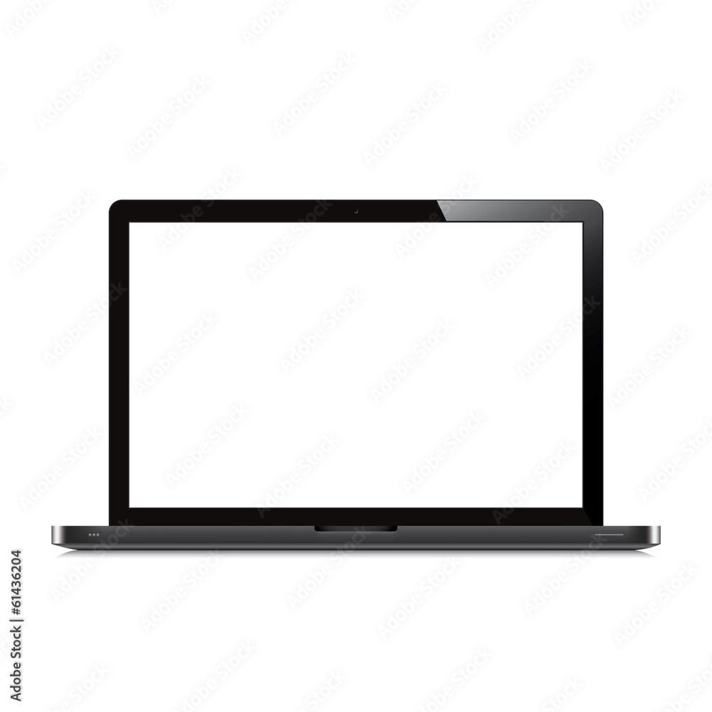 laptop open screen white background