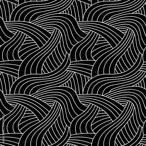 Tangled black seamless pattern.