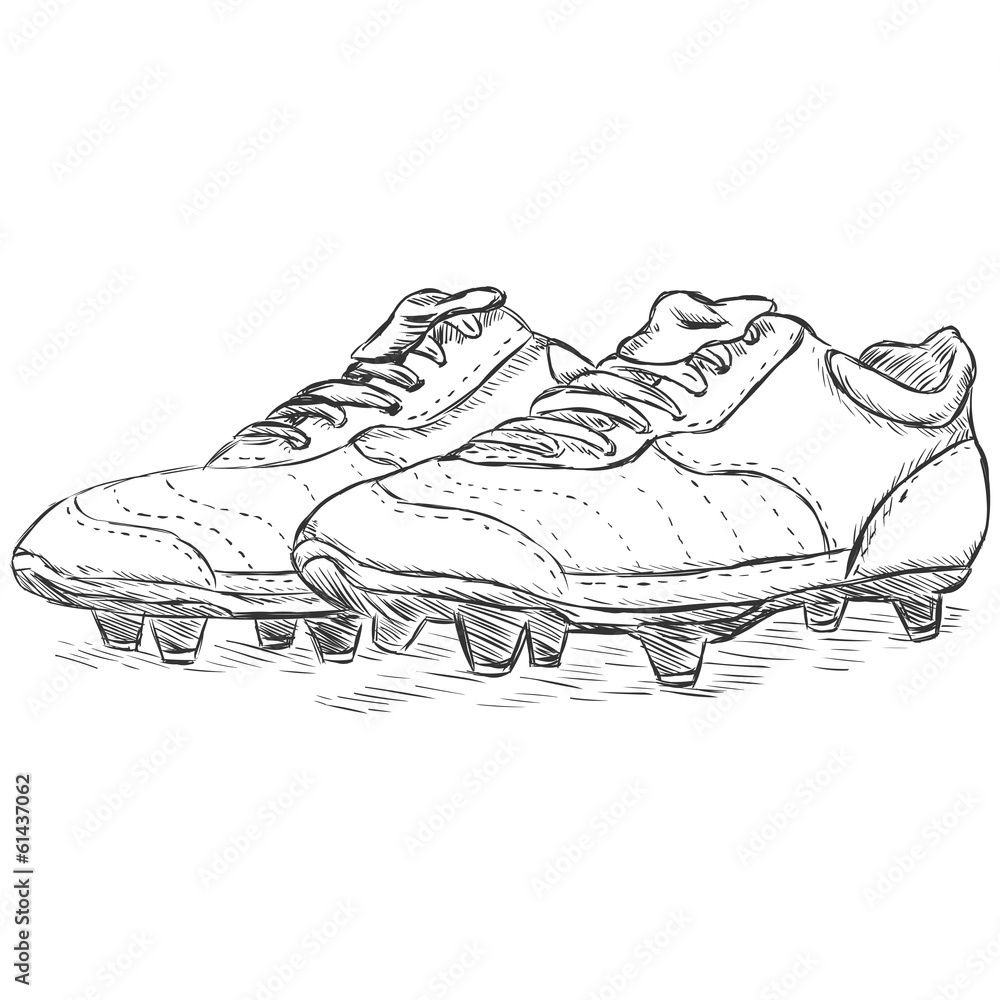 vector sketch illustration - football boots Stock Vector | Adobe Stock