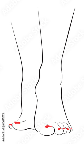 Female Feet with Red Pedicure