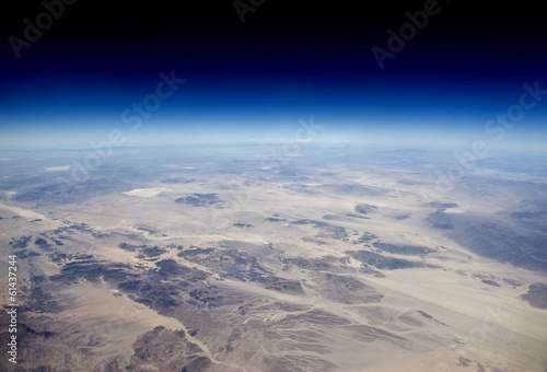 High altitude view of the desert in the western United States.