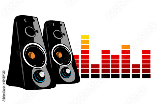 Two audio speakers and equalizer.