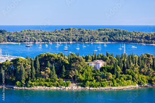 Croatia Islands and Adriatic Sea. Aerial View from Rovinj Belfry