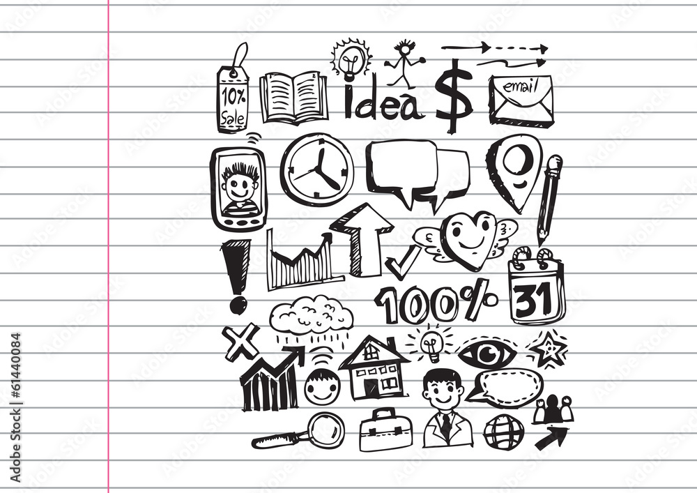 Hand doodle Business icon set idea design Hand doodle Business icon set idea design