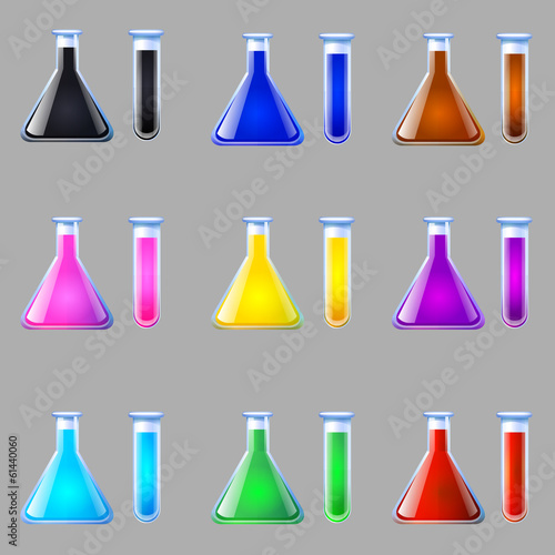 colorful laboratory flasks