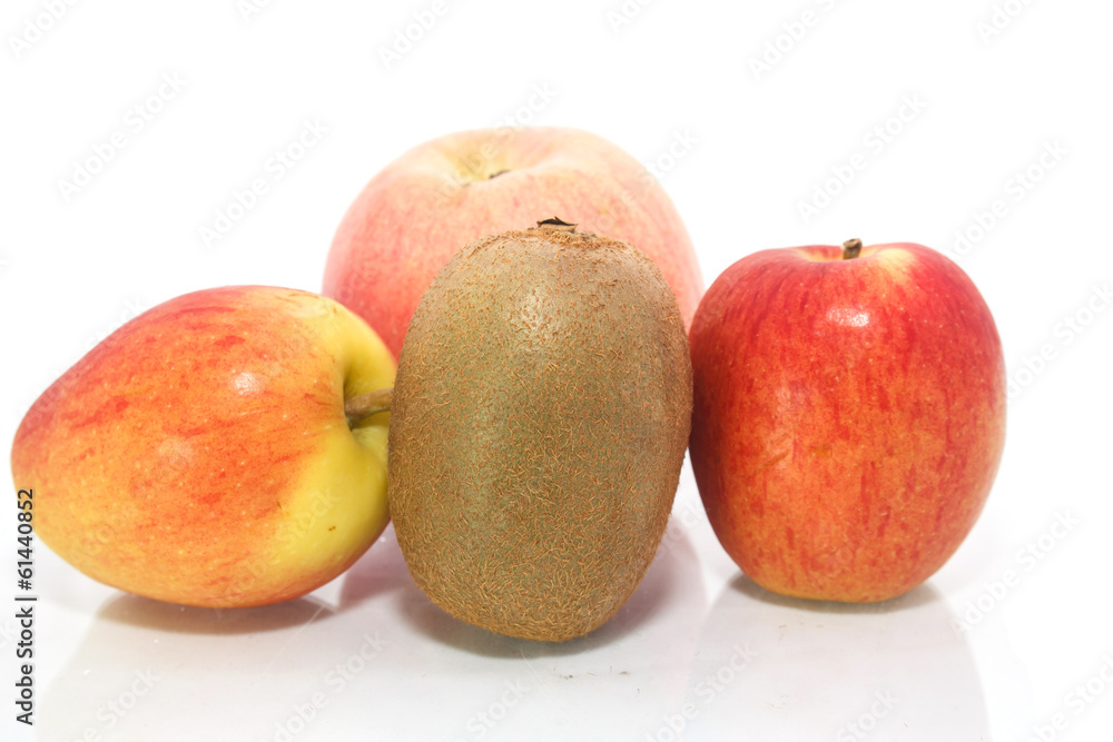 kiwi and apple on white background kiwi and apple on white background