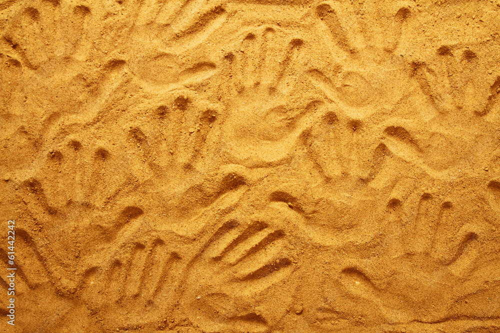 hand prints in the sand hand prints in the sand