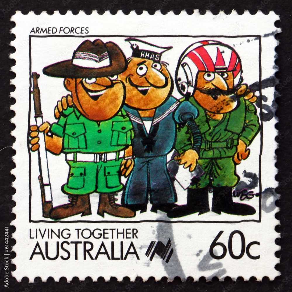 Postage stamp Australia 1988 Armed Forces, Living Together