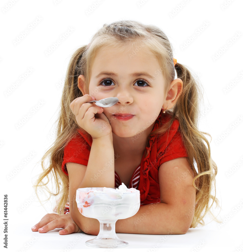 Little smiling girl eating ice cream Little smiling girl eating ice cream