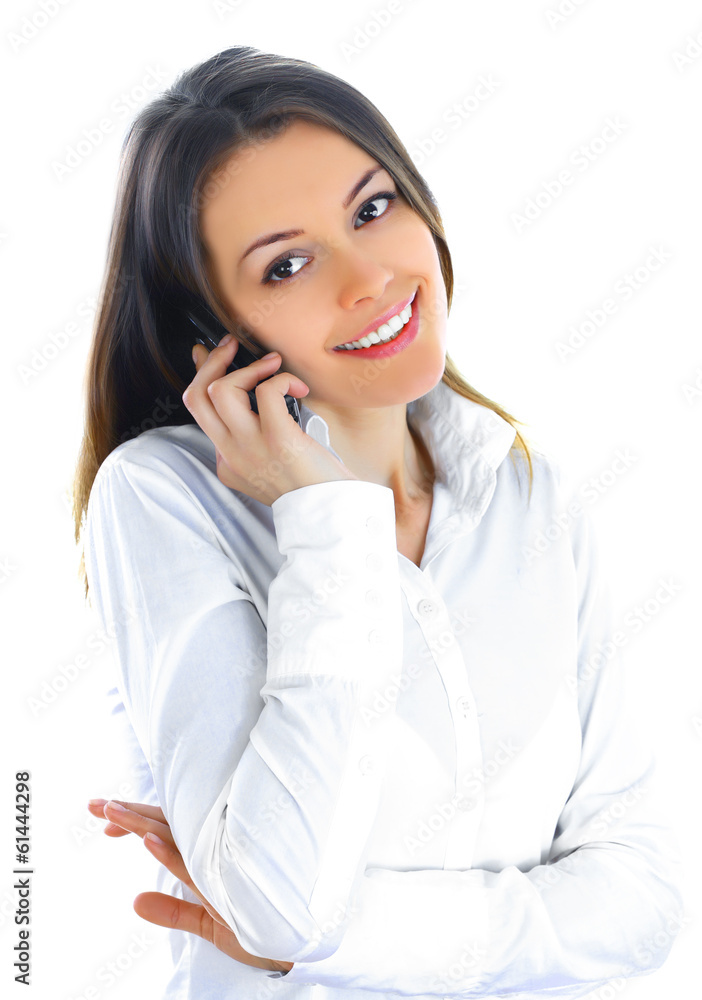 Beautiful smiling business woman talking on the phone Beautiful smiling business woman talking on the phone