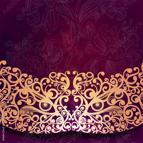Vintage pattern Venetian mask on burgundy background