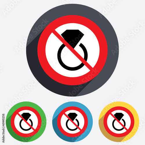 Free Download No Jewelry sign icon. Ring with diamond symbol. - GFXLoad