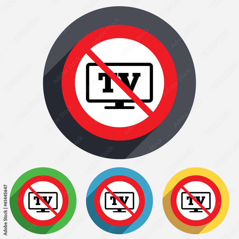No Widescreen TV sign icon. Television set. No Widescreen TV sign icon. Television set.