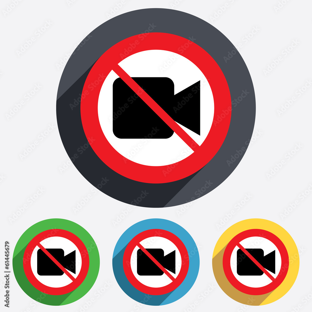 Do not record. Video camera sign icon. Stock Illustration Adobe Stock