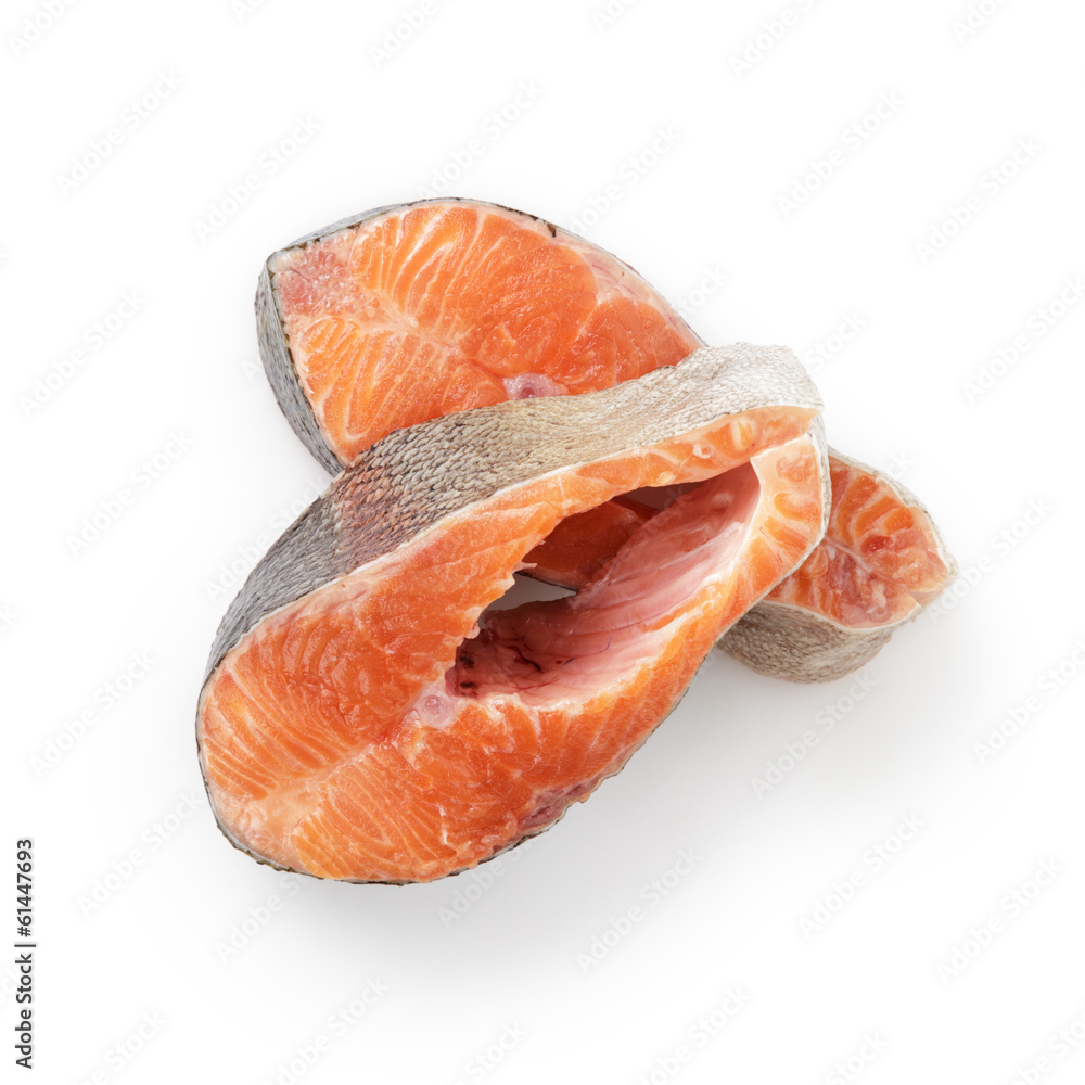 fresh raw trout steaks from above fresh raw trout steaks from above