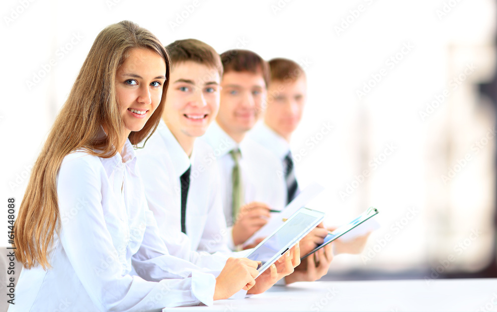group of business people using tablet computer group of business people using tablet computer