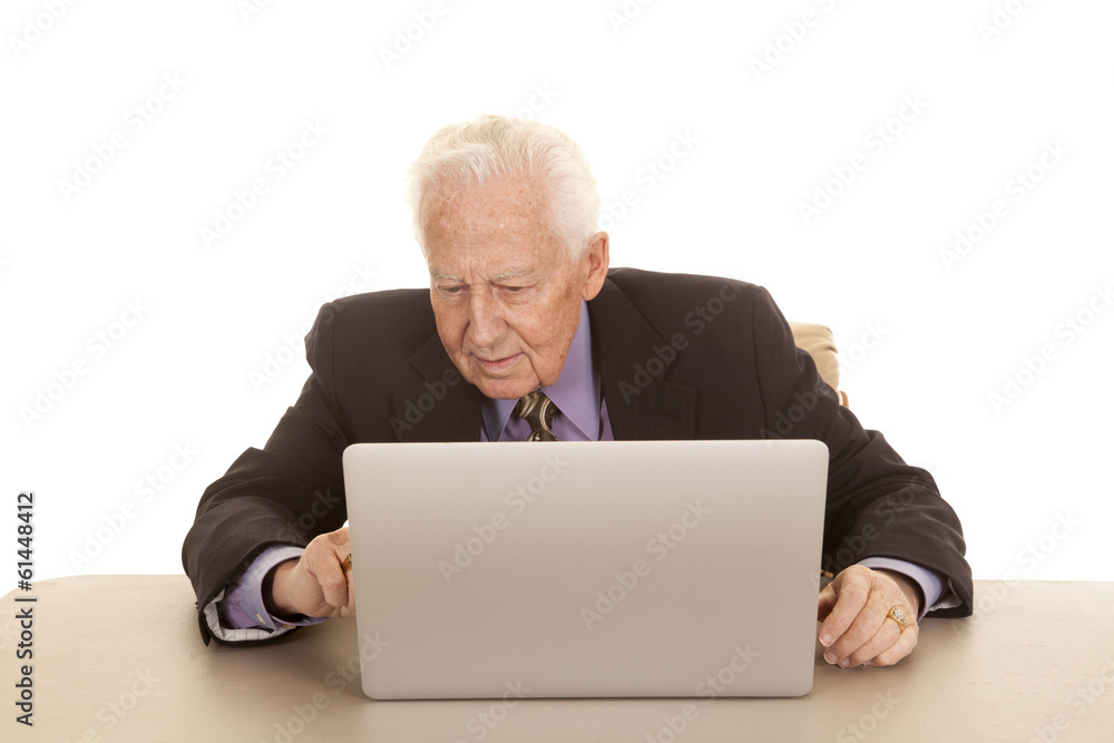 Elderly man business computer study Elderly man business computer study