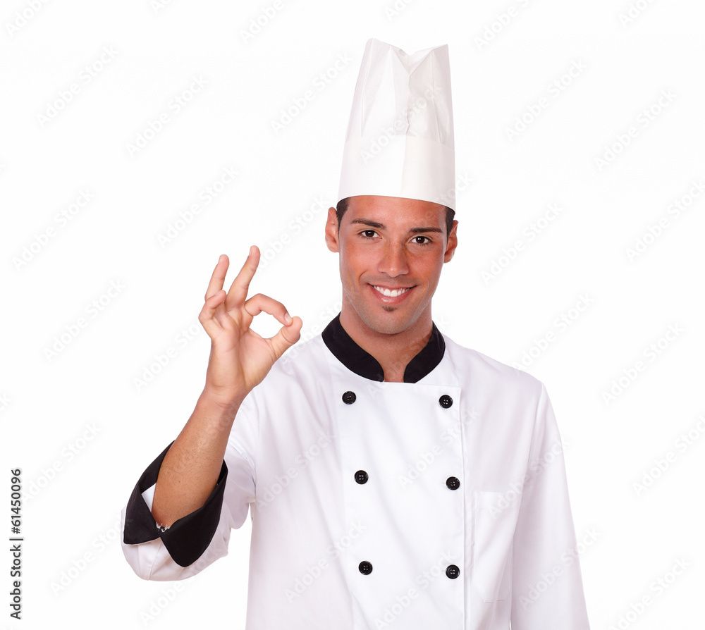 Professional male chef with positive gesture Professional male chef with positive gesture