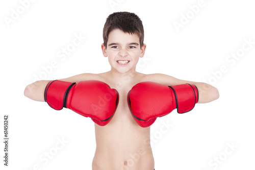 Young guy with boxing gloves, lifestyle and sport
