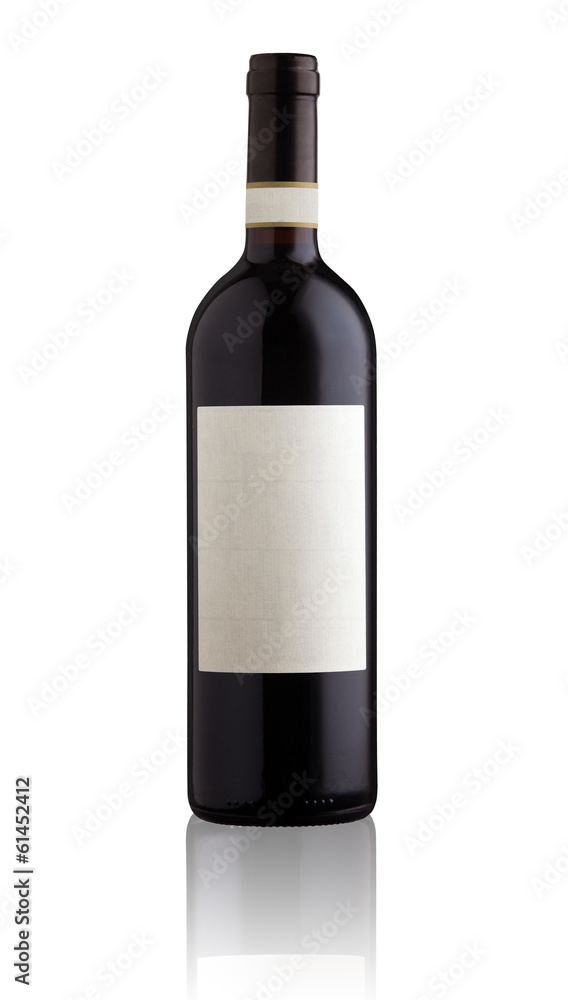 Red wine bottle isolated with blank label. Red wine bottle isolated with blank label.