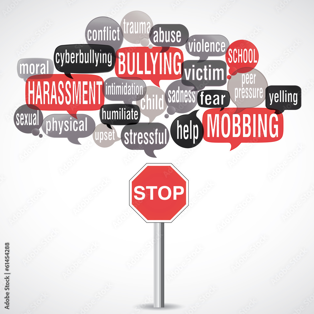 word cloud : stop bylling ! (cs5) with road sign