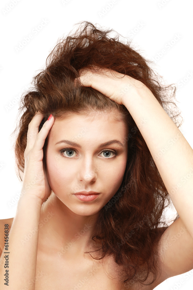 Fototapeta premium Beautiful young pretty woman's portrait