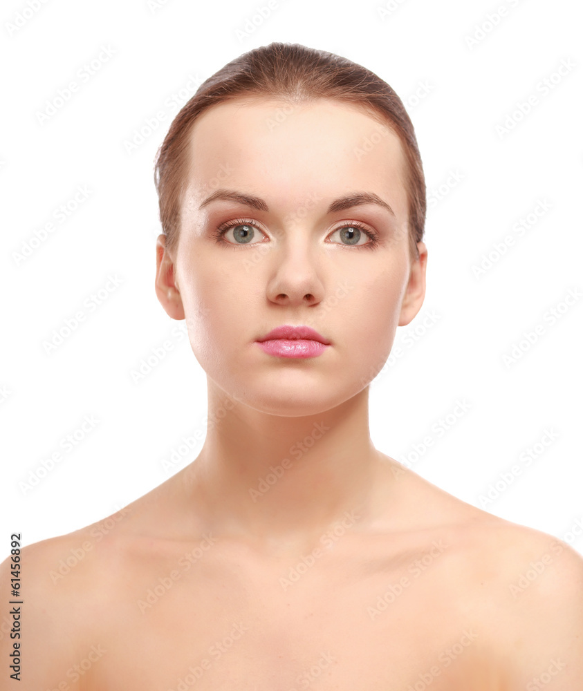 A beautiful woman, portrait isolated on white background A beautiful woman, portrait isolated on white background