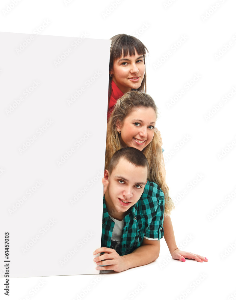 Young people with a blank Young people with a blank