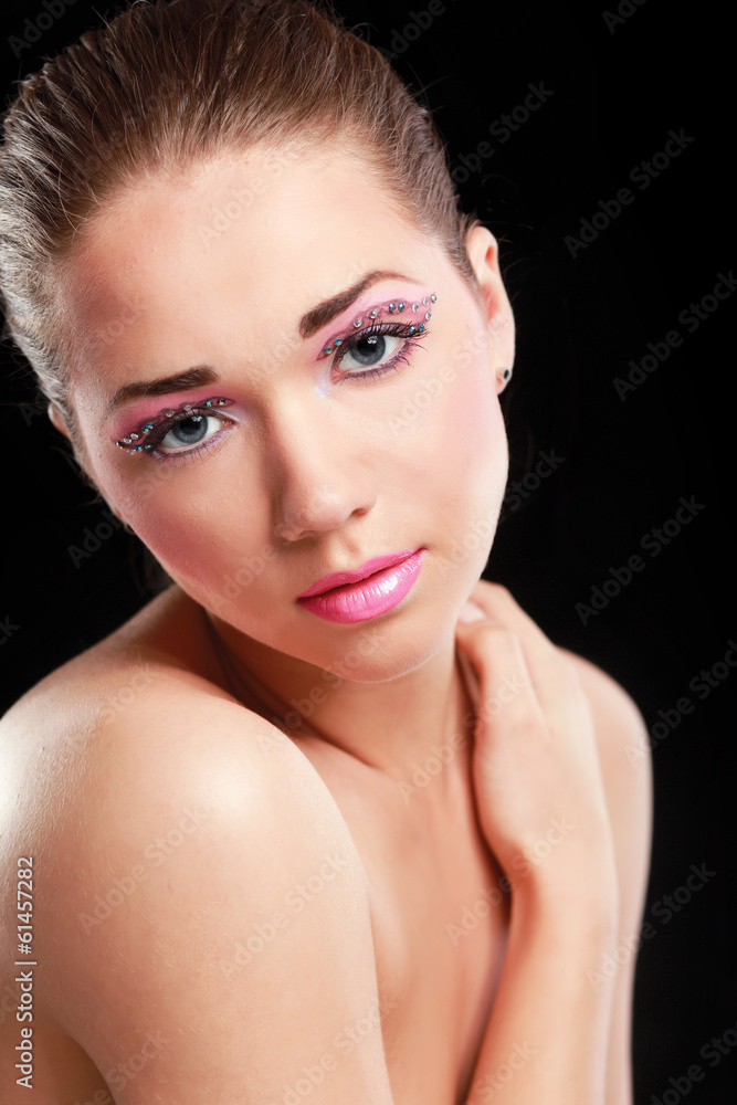 Woman eye with exotic style makeup. Woman eye with exotic style makeup.