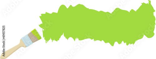Brush and stroke with green paint