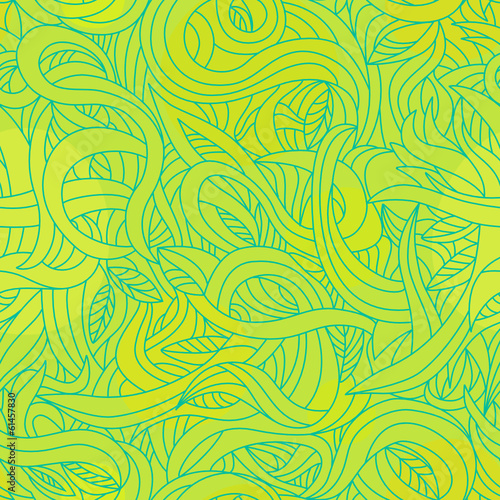 Leaf wave yellow-green seamless pattern