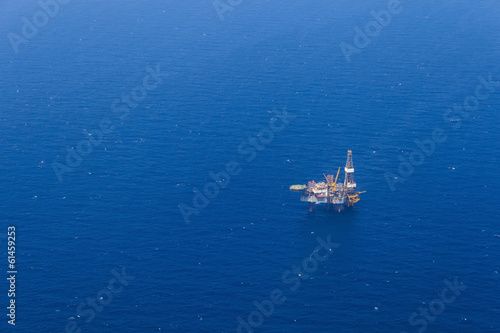 Aerial View of Offshore Jack Up Drilling Rig in The Ocean