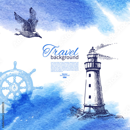 Travel vintage background. Sea nautical design