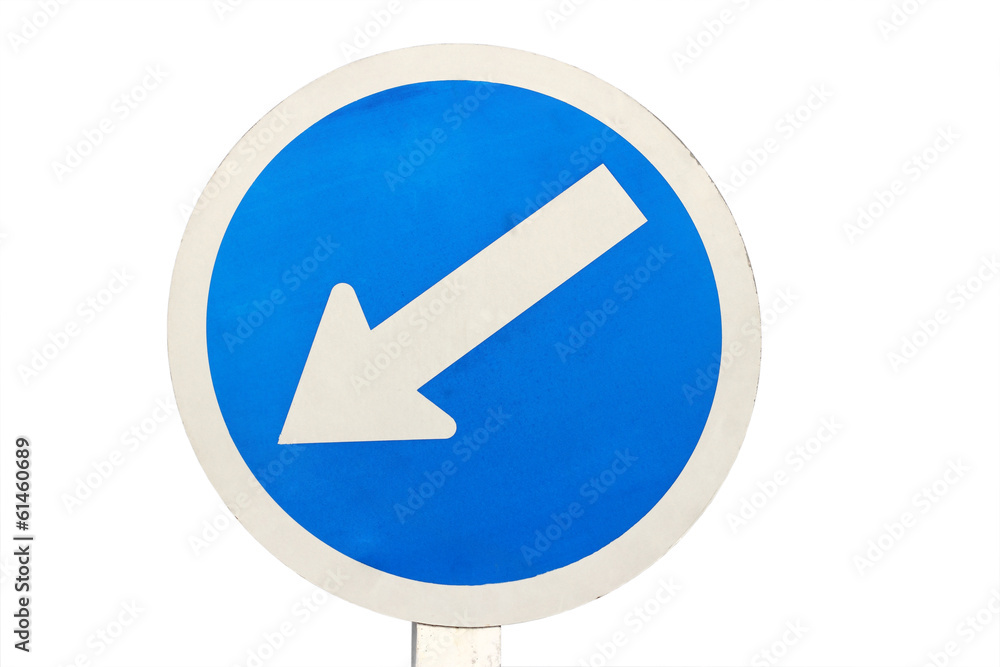 Keep left traffic sign on white background Keep left traffic sign on white background