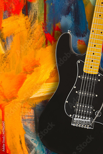 Fototapeta Naklejka Na Ścianę i Meble -  Black electric guitar