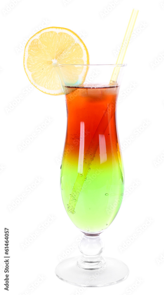 Glass of cocktail isolated on white