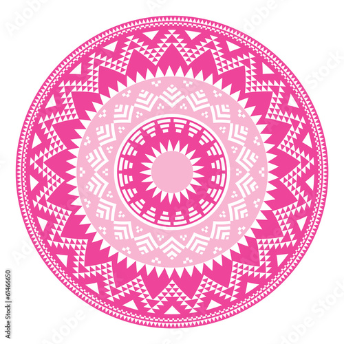 Tribal folk aztec geometric pink pattern in circle