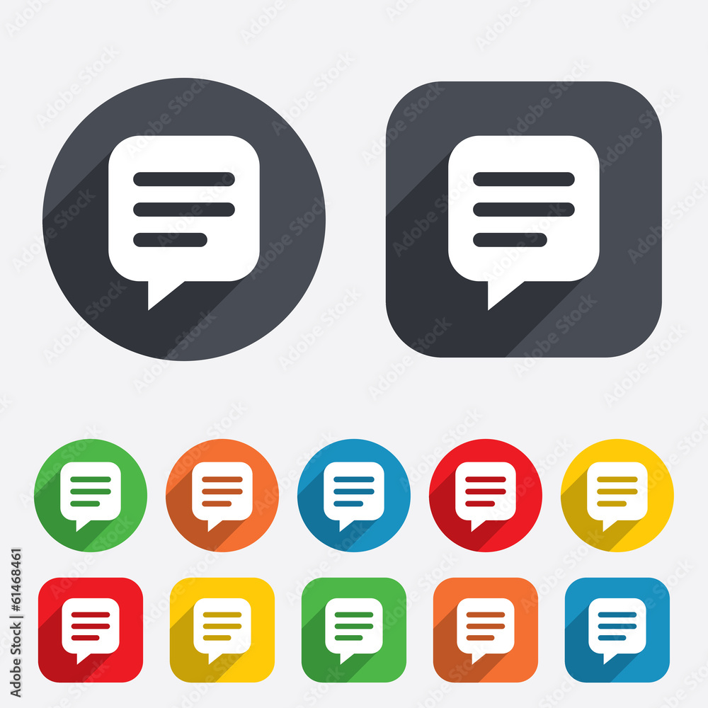 Chat sign icon. Speech bubble symbol. Chat sign icon. Speech bubble symbol.