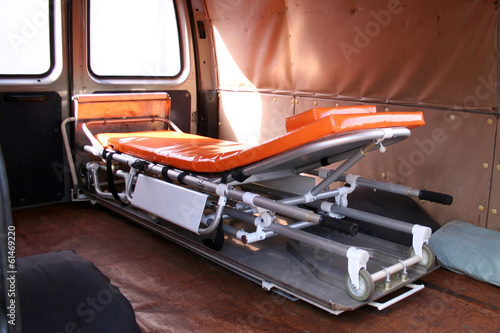 Inside view of used ambulance