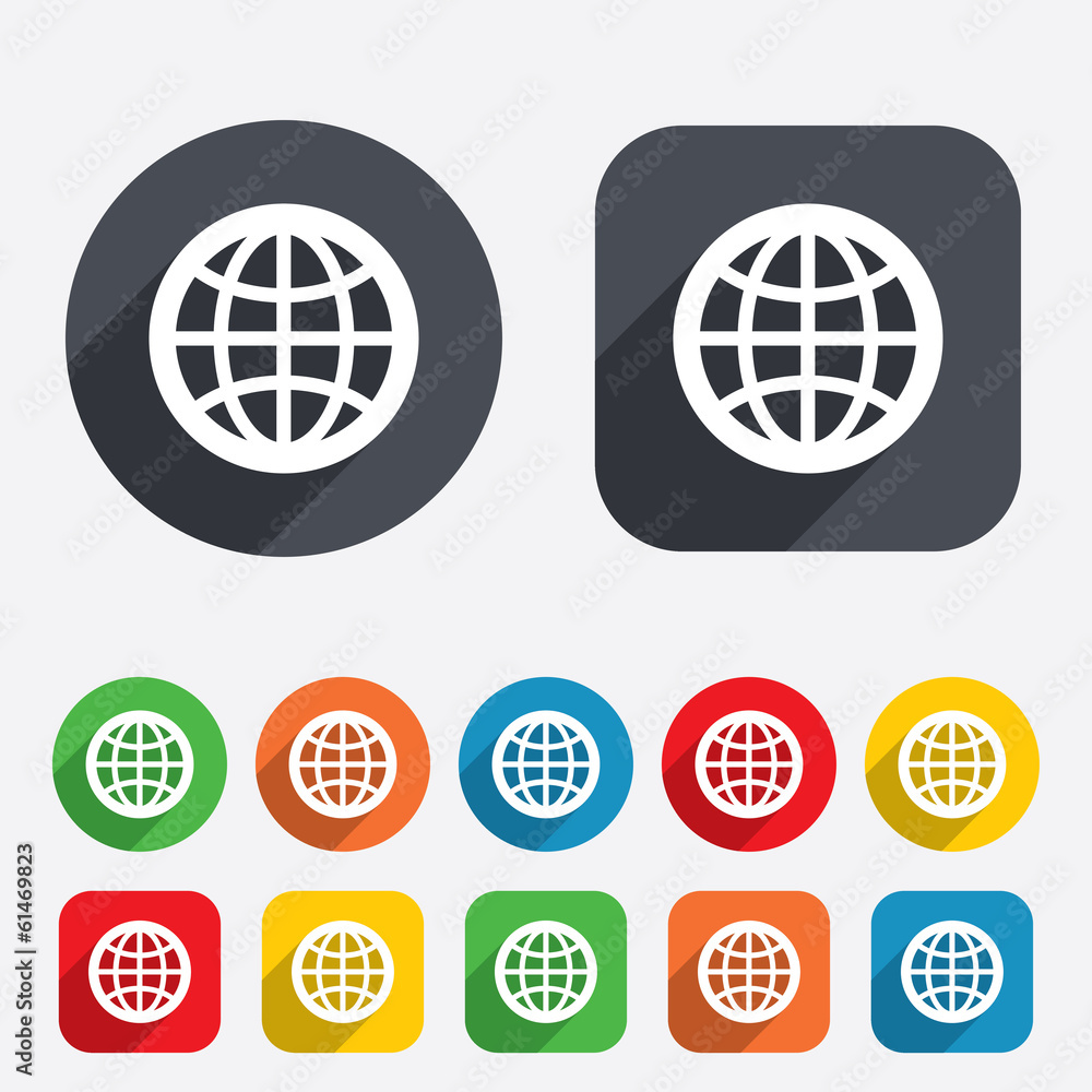 Globe sign icon. World symbol. Globe sign icon. World symbol.