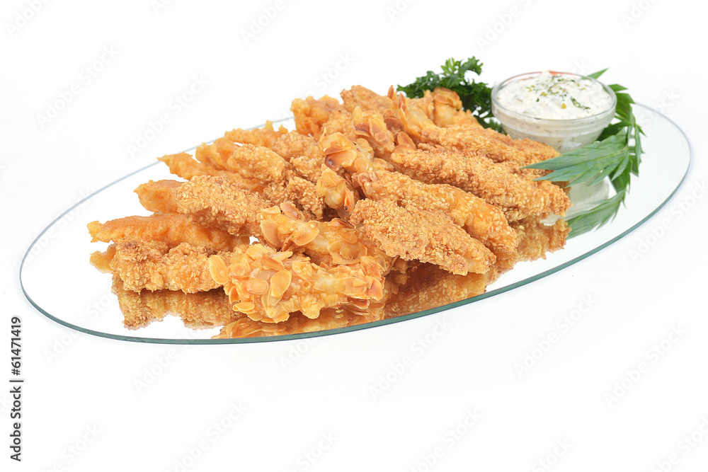 Fried chicken pieces