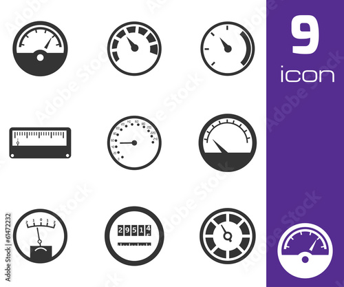 Vector black meter icons set