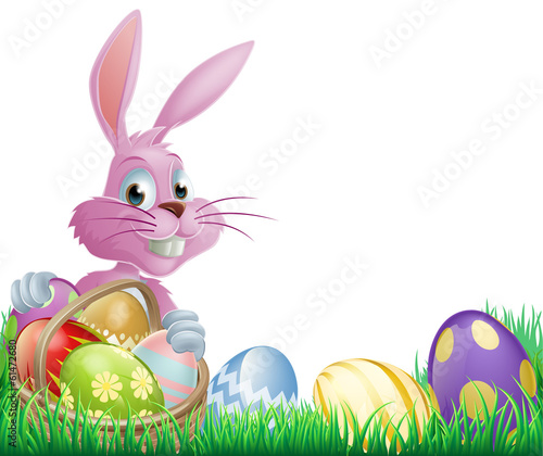 Pink Easter eggs bunny