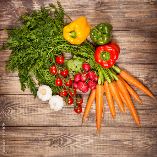 Fresh vegetables on a wooden table