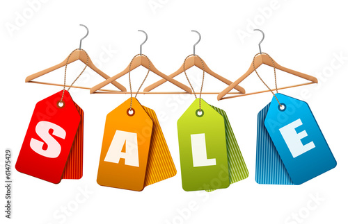 Sale tags. Concept of discount shopping. Vector illustration