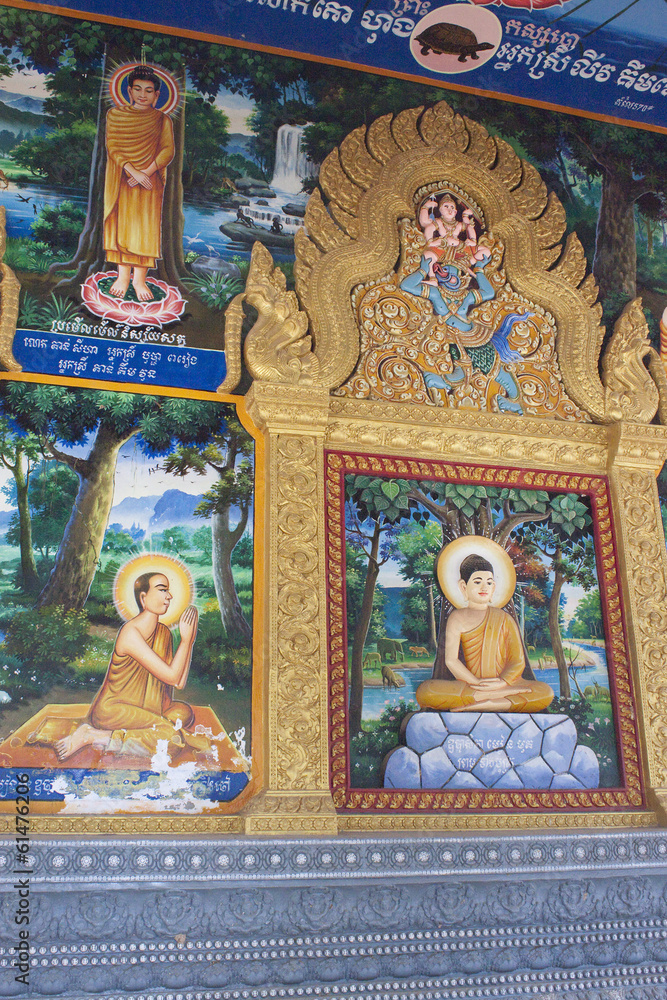 Ilustrations at a temple in Siem Reap, Cambodia