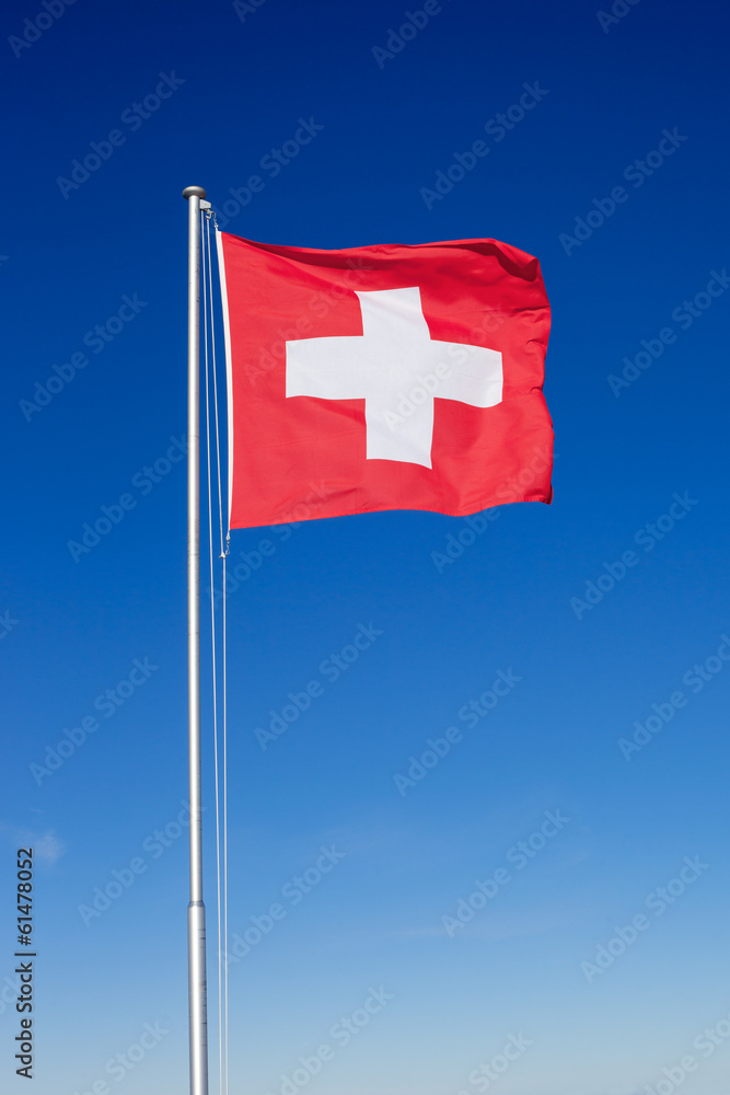 Swiss Flag on Metal Pole